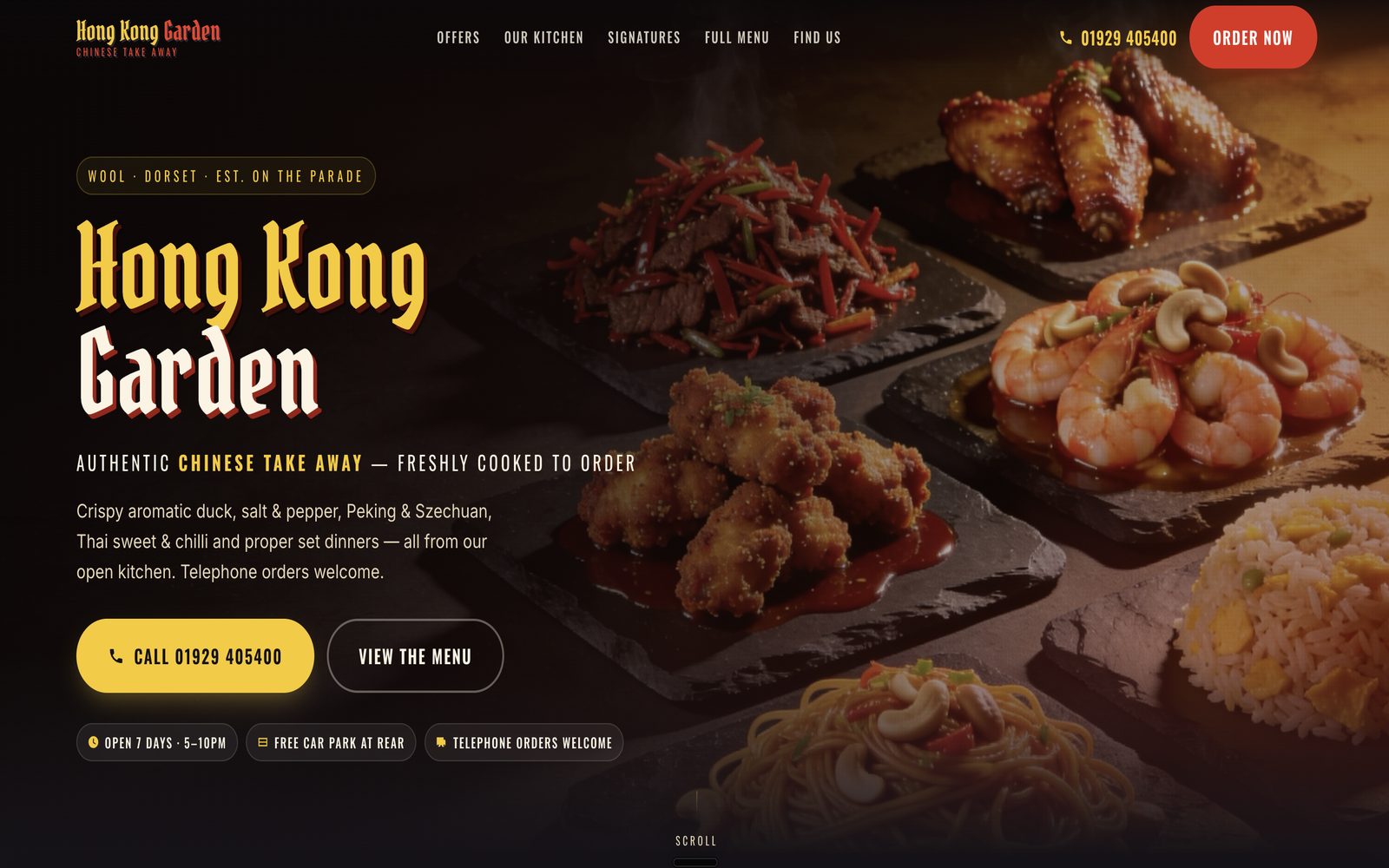 Hong Kong Garden takeaway website on desktop